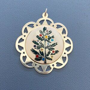 VTG LUNT Sterling Silver 925 Merry Christmas Tree Pendant Ornament Engraved 1979